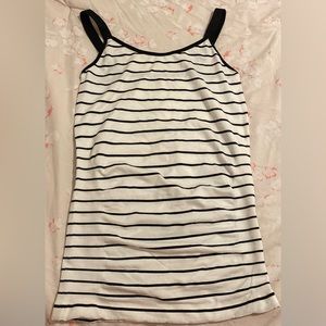 White and black striped maternity top
